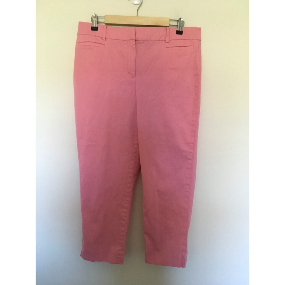 Talbots The Perfect Crop High Rise Pants Pink Sz 12 Cotton Stretch Barbiecore